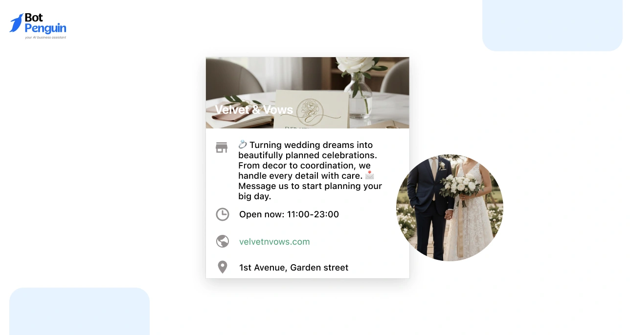 WhatsApp Business Description for wedding planners